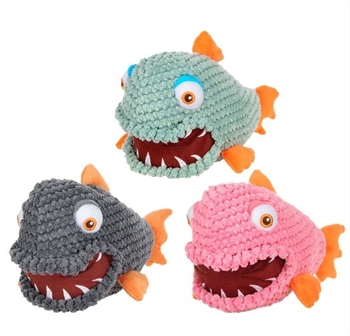 Fleece Piranha Shape Chew Training Interactive Sound Toy for Puppies