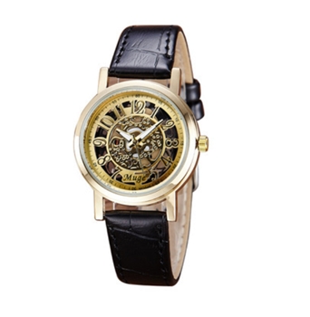 Leather Strap Women Wrist Watch