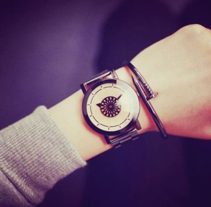 Stainless Steel Turntable Quartz Wrist Watch 