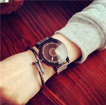 Stainless Steel Turntable Quartz Wrist Watch 