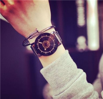 Stainless Steel Turntable Quartz Wrist Watch 