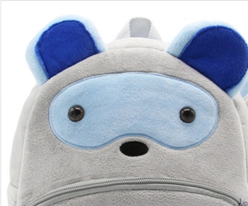 Raccoon Printed Plush School Backpack for Kids