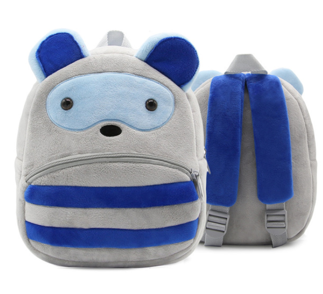 Raccoon Printed Plush School Backpack for Kids