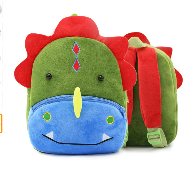 Dinosaur Printed Plush School Backpack for Kids 