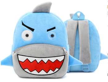 Shark Printed Plush School Backpack for Kids