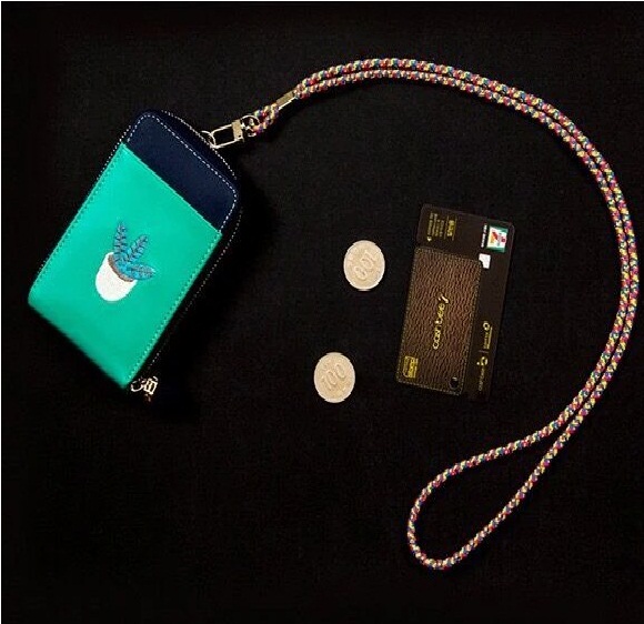 PU Leather Cute Hanging Neck Embroidered Mini Wallet for Women