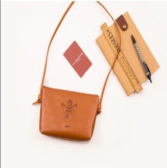 Brown PU Solid Single Strap Shoulder Messenger Bag for Women