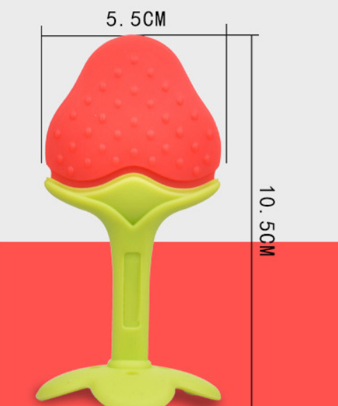 Unisex Fantastic Red Silicone Strawberry Fruit Baby Teether