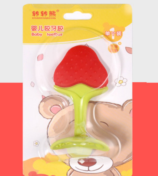 Unisex Fantastic Red Silicone Strawberry Fruit Baby Teether