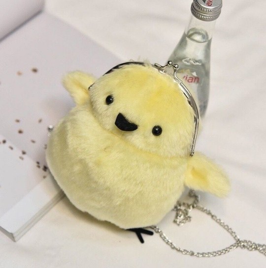 Flannel Cute Chick Shape Mini Messenger Bag for Women