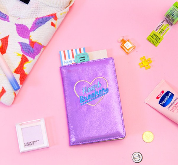 PU Leather Hologram Passport and Card Holder Wallet for Women