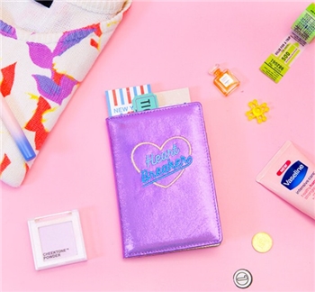 PU Leather Hologram Passport and Card Holder Wallet for Women