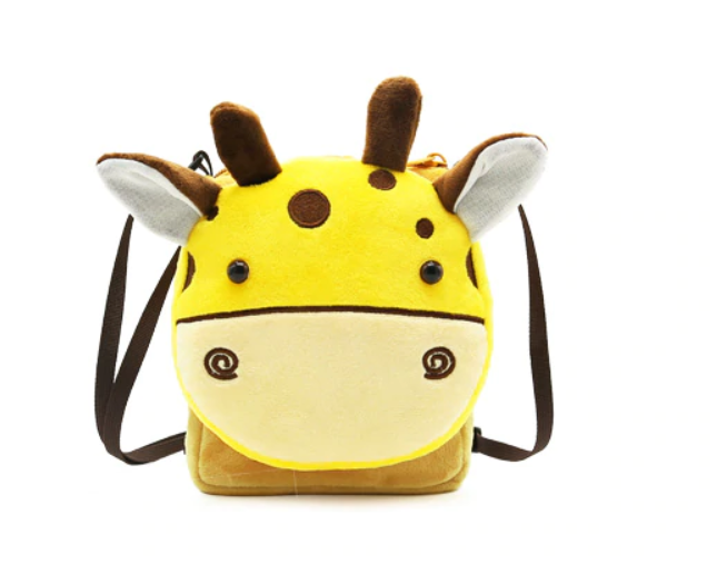 Giraffe Printed Plush School Backpack for Kids