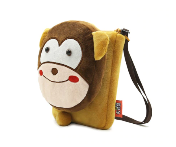 Monkey Printed Plush School Backpack for Kids