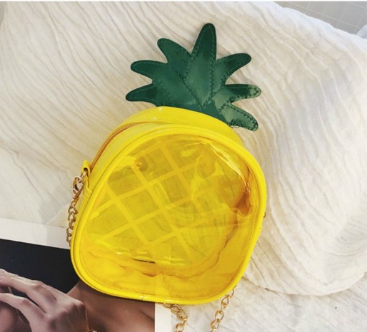Yellow PU Leather Pineapple Shape Criss-Cross Messenger Bag for Women