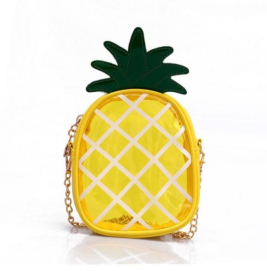 Yellow PU Leather Pineapple Shape Criss-Cross Messenger Bag for Women