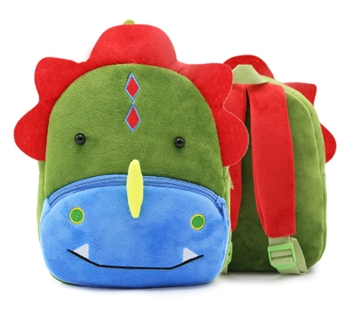 Dinosaur Printed Plush School Backpack for Kids