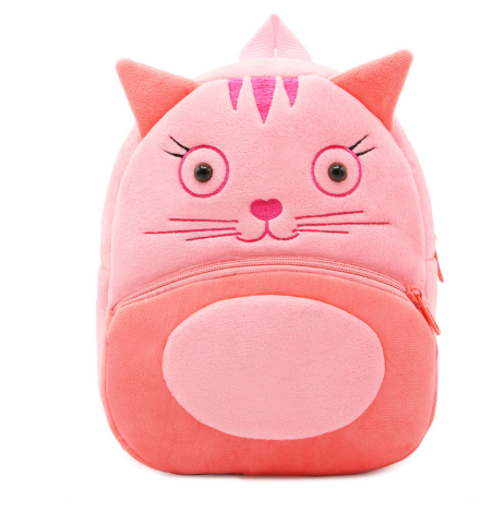 Pink Kitty Printed Cotton School Backpack for Kids