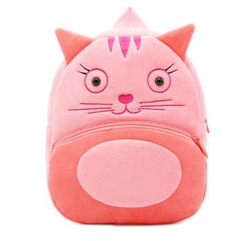 Pink Kitty Printed Cotton School Backpack for Kids