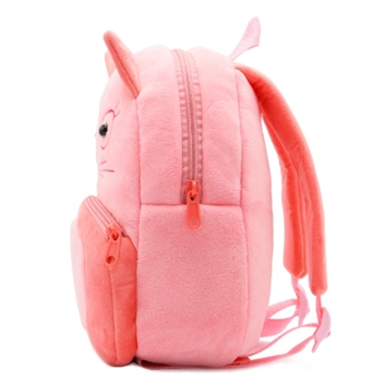 Pink Kitty Printed Cotton School Backpack for Kids
