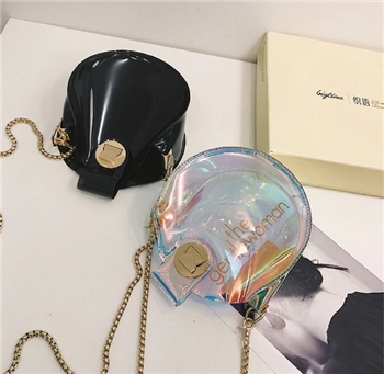 PVC Circular Waterproof Shoulder Crossbody Chain Clutch Bag for Women