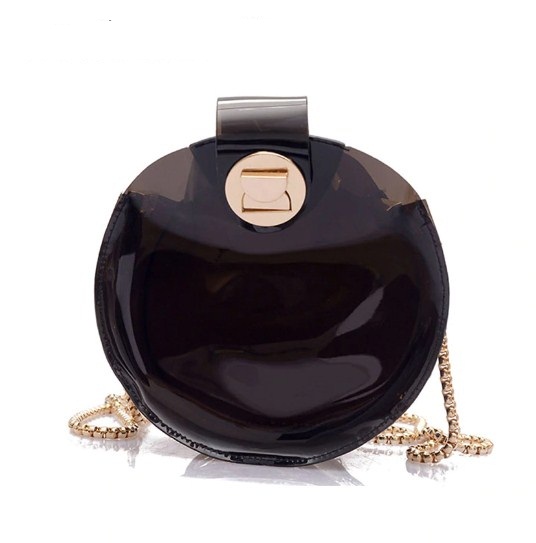 PVC Circular Waterproof Shoulder Crossbody Chain Clutch Bag for Women