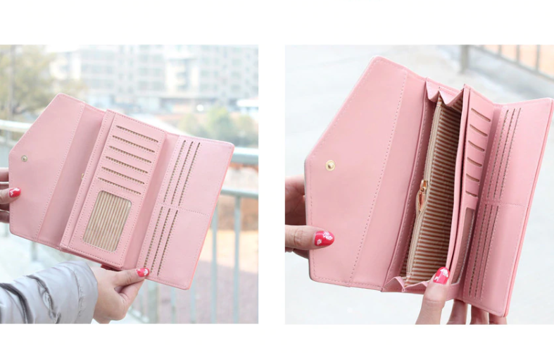Flower Printed PU Multifunction Folding Wallet for Girls