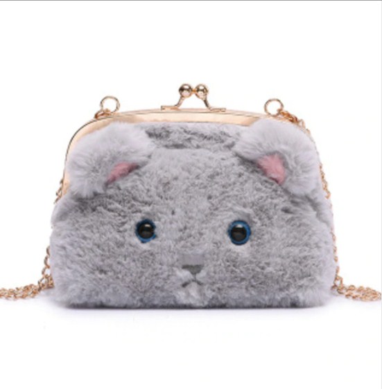 Flannel 3D Animal Mini Cartoon Crossbody Messenger Bag for Women