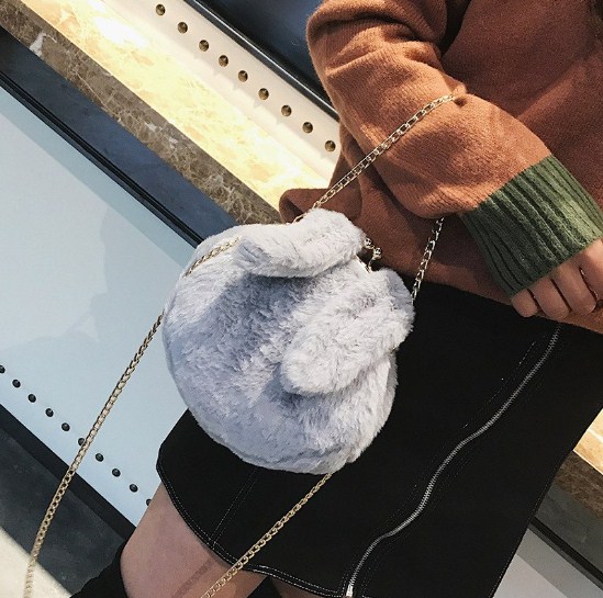 Velour Adorable Rabbit Ears Crossbody Shoulder Messenger Bag for Women