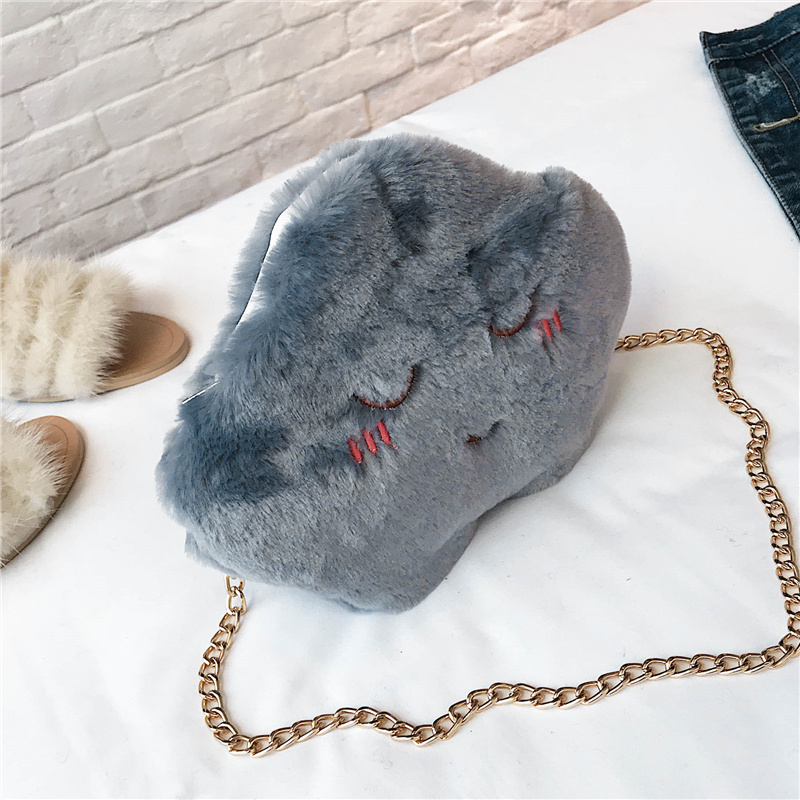 Flannel Smiling Small Chain Strap Soft Messenger Bag for Women