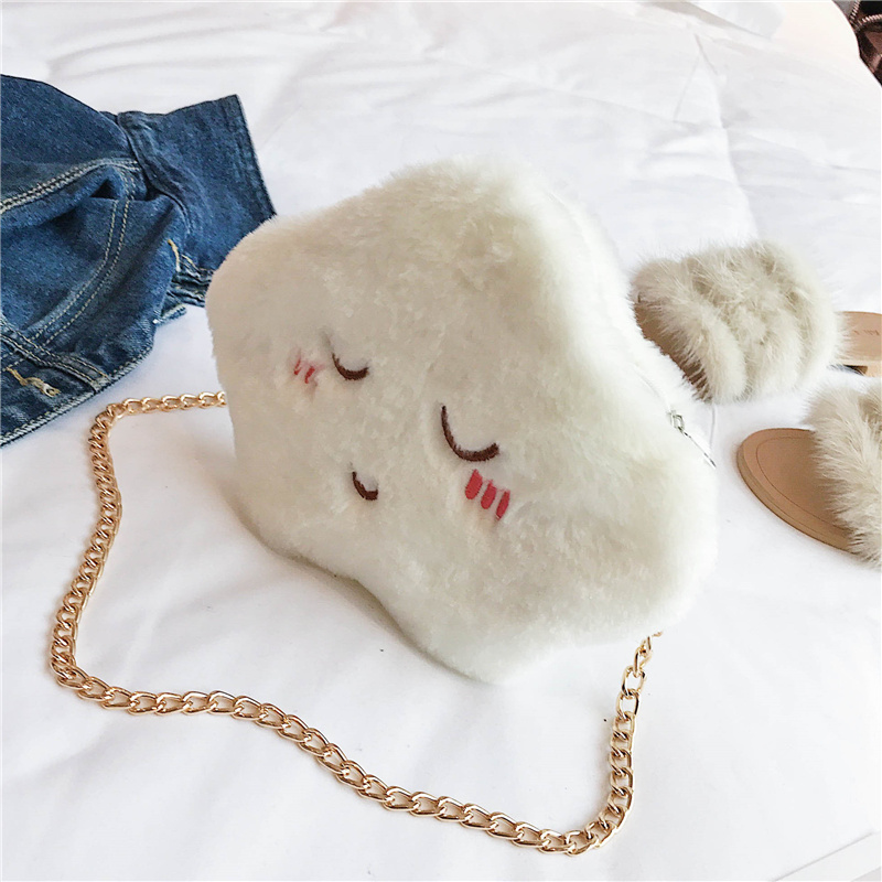 Flannel Smiling Small Chain Strap Soft Messenger Bag for Women