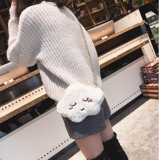 Flannel Smiling Small Chain Strap Soft Messenger Bag for Women