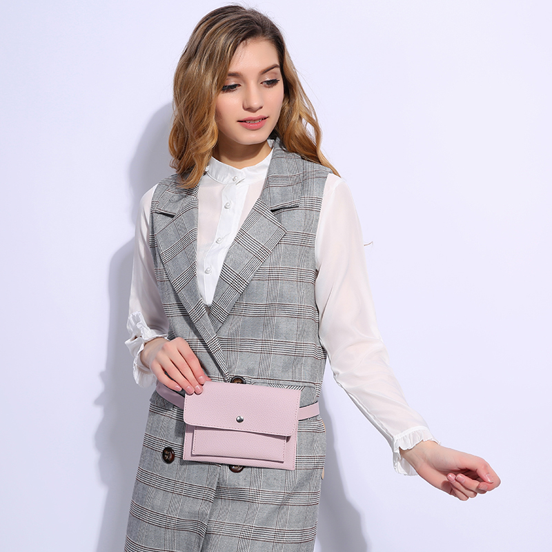 PU Leather Adjustable Casual Waist Belt Bag for Women