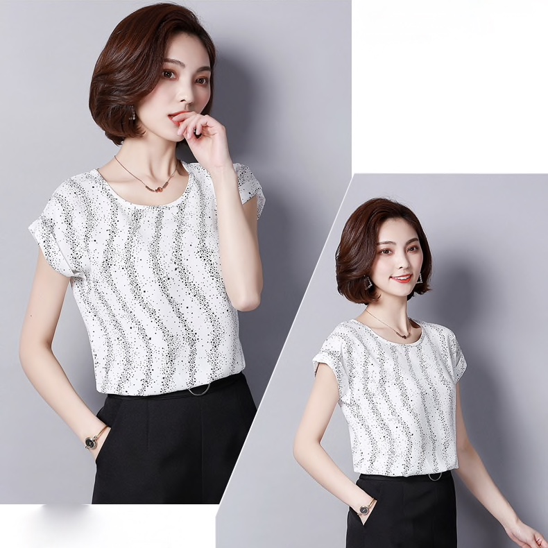 White Chiffon Sparkled Casual Women Top