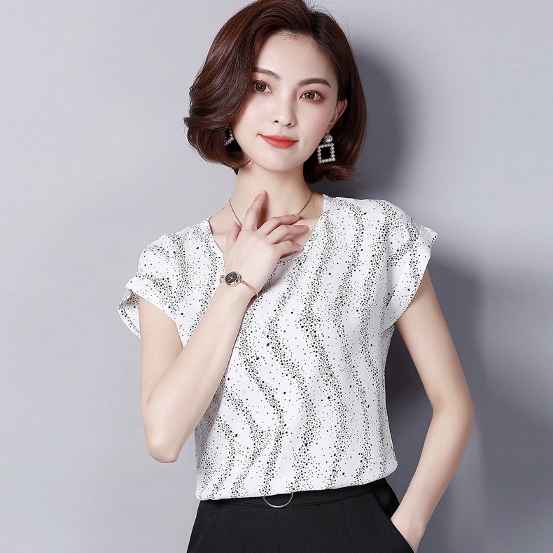 White Chiffon Sparkled Casual Women Top