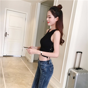 Polyester Criss Cross Side Crop Women Top