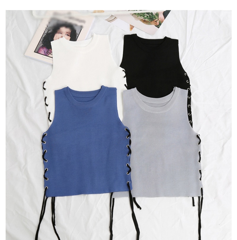 Polyester Criss Cross Side Crop Women Top