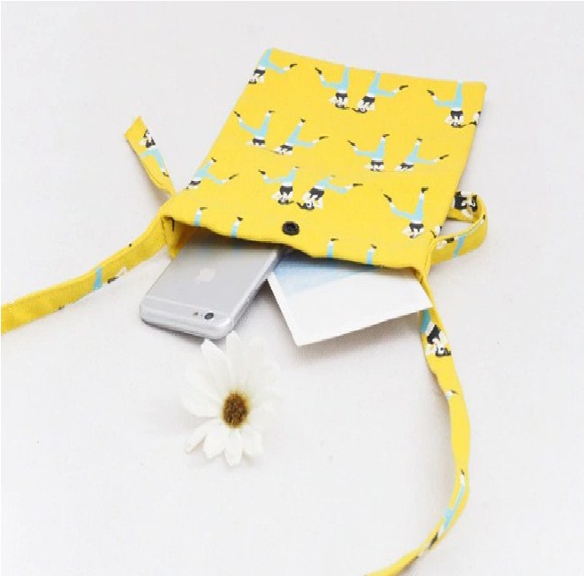 Cotton Cartoon Printed Flap Casual Messenger Bag for Women