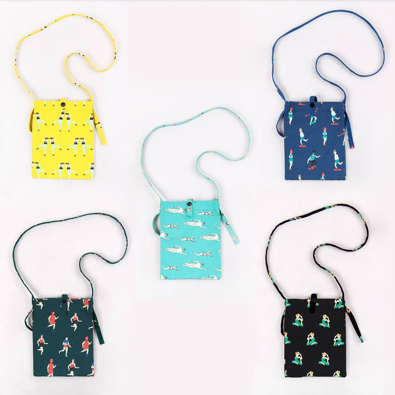 Cotton Cartoon Printed Flap Casual Messenger Bag for Women