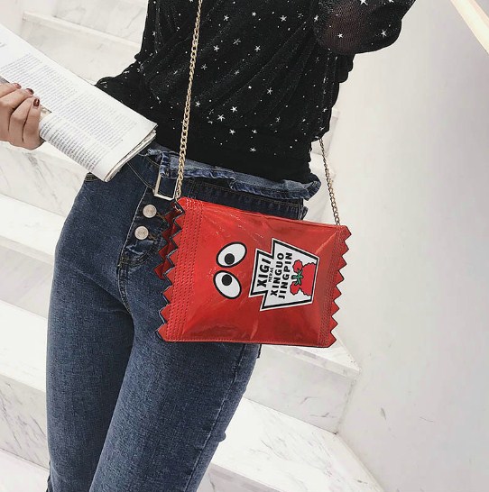 PU Leather Emoji Laser Holographic Chain Shoulder Bag for Women