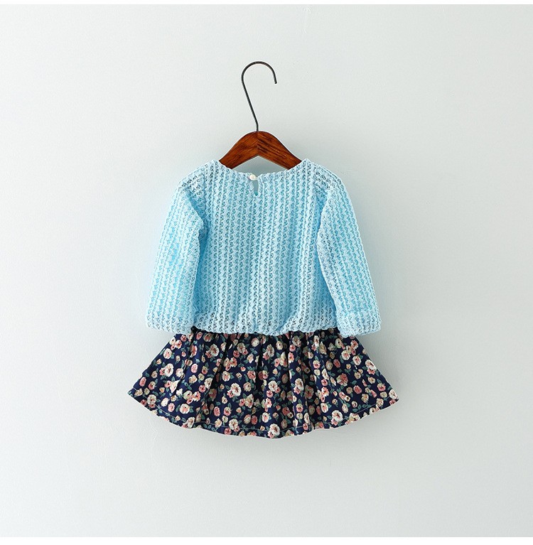 Cotton Printed Bow Decorated Casual Girls Dress