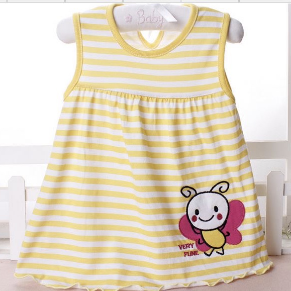 Cotton Stripes print Patch Worked Casual Girls Dress