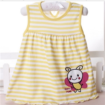 Cotton Stripes print Patch Worked Casual Girls Dress