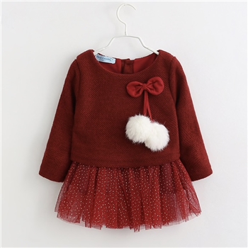 Cotton Soft Balls Tassel Cute Girls Dress