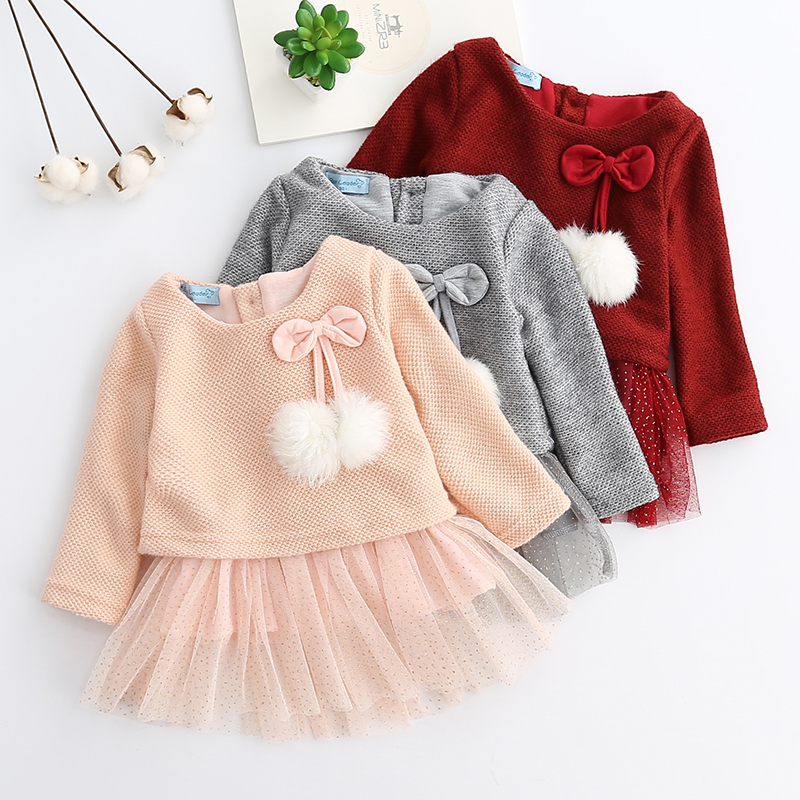 Cotton Soft Balls Tassel Cute Girls Dress