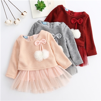 Cotton Soft Balls Tassel Cute Girls Dress