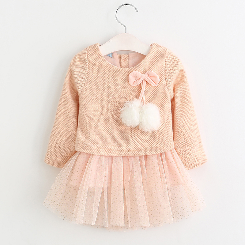 Cotton Soft Balls Tassel Cute Girls Dress