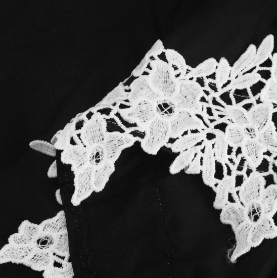 Polyester Off Shoulder Lace Splice Crop Top for Women