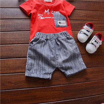 Cotton Front Pocket T-shirt Plain Shorts Set For Kids