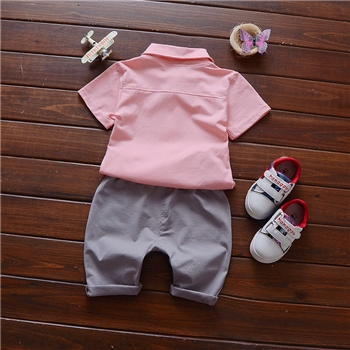 Cotton Cactus Work Shirt Plain Shorts Set For Kids